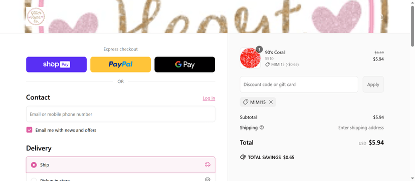 First Order Discount - 15% Off at Glitter Heart Co